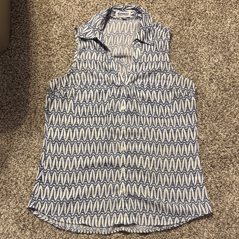 Express Blue and White Sleeveless Top size XS The Portofino Shirt